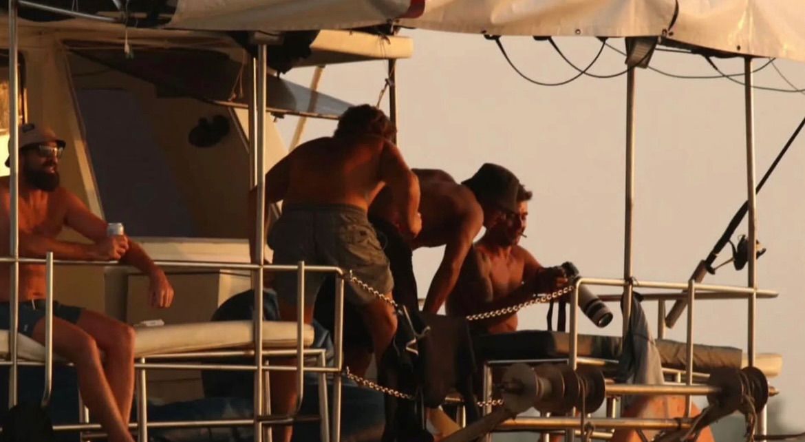 Golden hour on deck during a Mentawai crossing